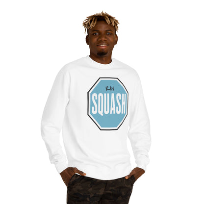 Sample.100% Cotton face, 8.5 oz/SQ yd  Squash Octagon Crewneck Sweatshirt — Retro Blue Squash Logo
