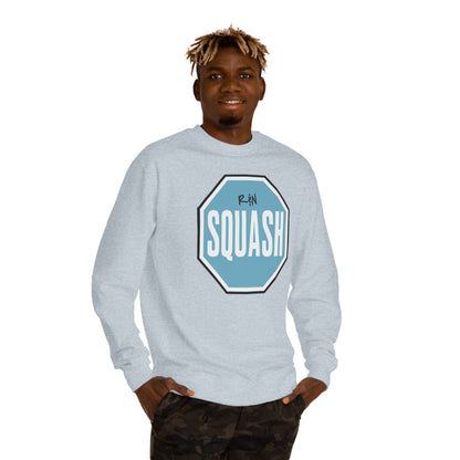 Sample.100% Cotton face, 8.5 oz/SQ yd  Squash Octagon Crewneck Sweatshirt — Retro Blue Squash Logo