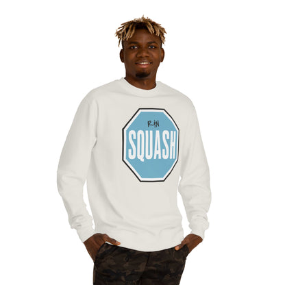 Sample.100% Cotton face, 8.5 oz/SQ yd  Squash Octagon Crewneck Sweatshirt — Retro Blue Squash Logo