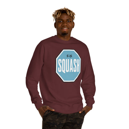Sample.100% Cotton face, 8.5 oz/SQ yd  Squash Octagon Crewneck Sweatshirt — Retro Blue Squash Logo
