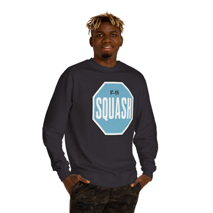 Sample.100% Cotton face, 8.5 oz/SQ yd  Squash Octagon Crewneck Sweatshirt — Retro Blue Squash Logo