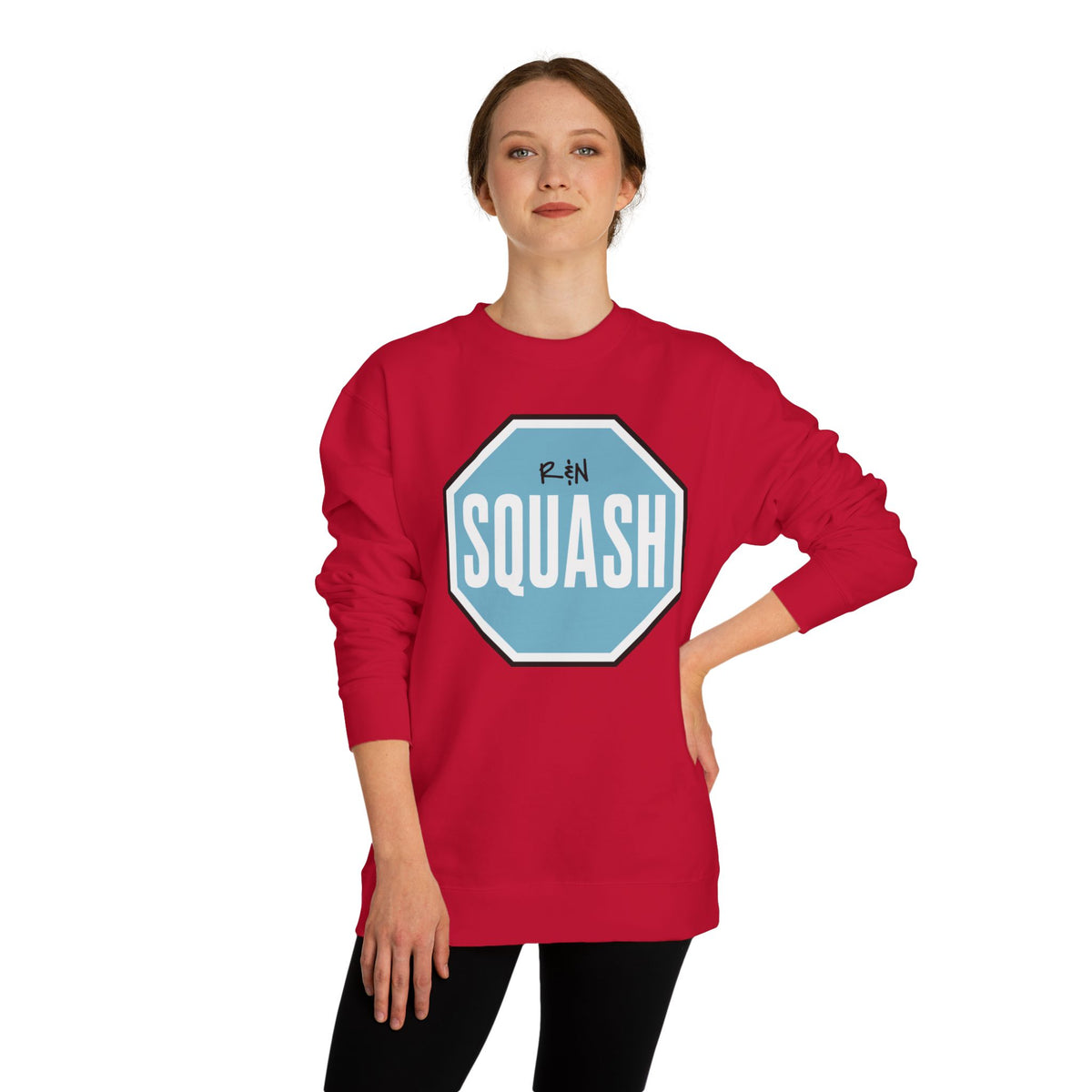 Sample.100% Cotton face, 8.5 oz/SQ yd  Squash Octagon Crewneck Sweatshirt — Retro Blue Squash Logo