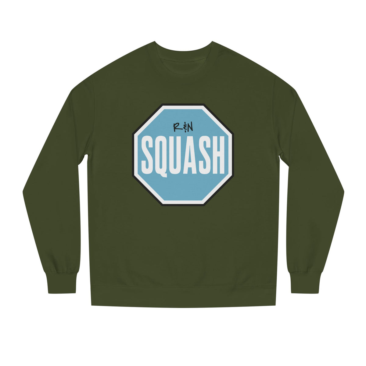 Sample.100% Cotton face, 8.5 oz/SQ yd  Squash Octagon Crewneck Sweatshirt — Retro Blue Squash Logo