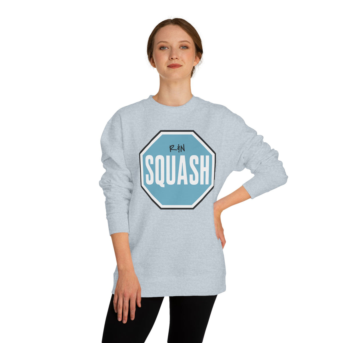 Sample.100% Cotton face, 8.5 oz/SQ yd  Squash Octagon Crewneck Sweatshirt — Retro Blue Squash Logo