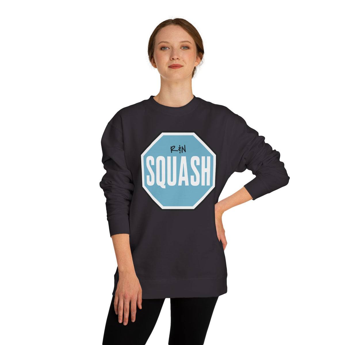 Sample.100% Cotton face, 8.5 oz/SQ yd  Squash Octagon Crewneck Sweatshirt — Retro Blue Squash Logo