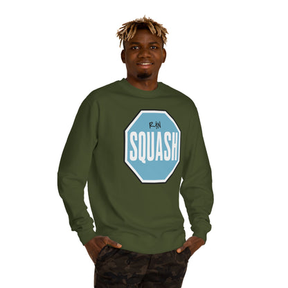 Sample.100% Cotton face, 8.5 oz/SQ yd  Squash Octagon Crewneck Sweatshirt — Retro Blue Squash Logo