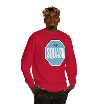 Sample.100% Cotton face, 8.5 oz/SQ yd  Squash Octagon Crewneck Sweatshirt — Retro Blue Squash Logo