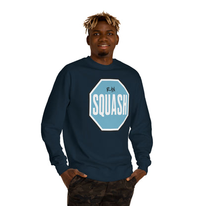 Sample.100% Cotton face, 8.5 oz/SQ yd  Squash Octagon Crewneck Sweatshirt — Retro Blue Squash Logo