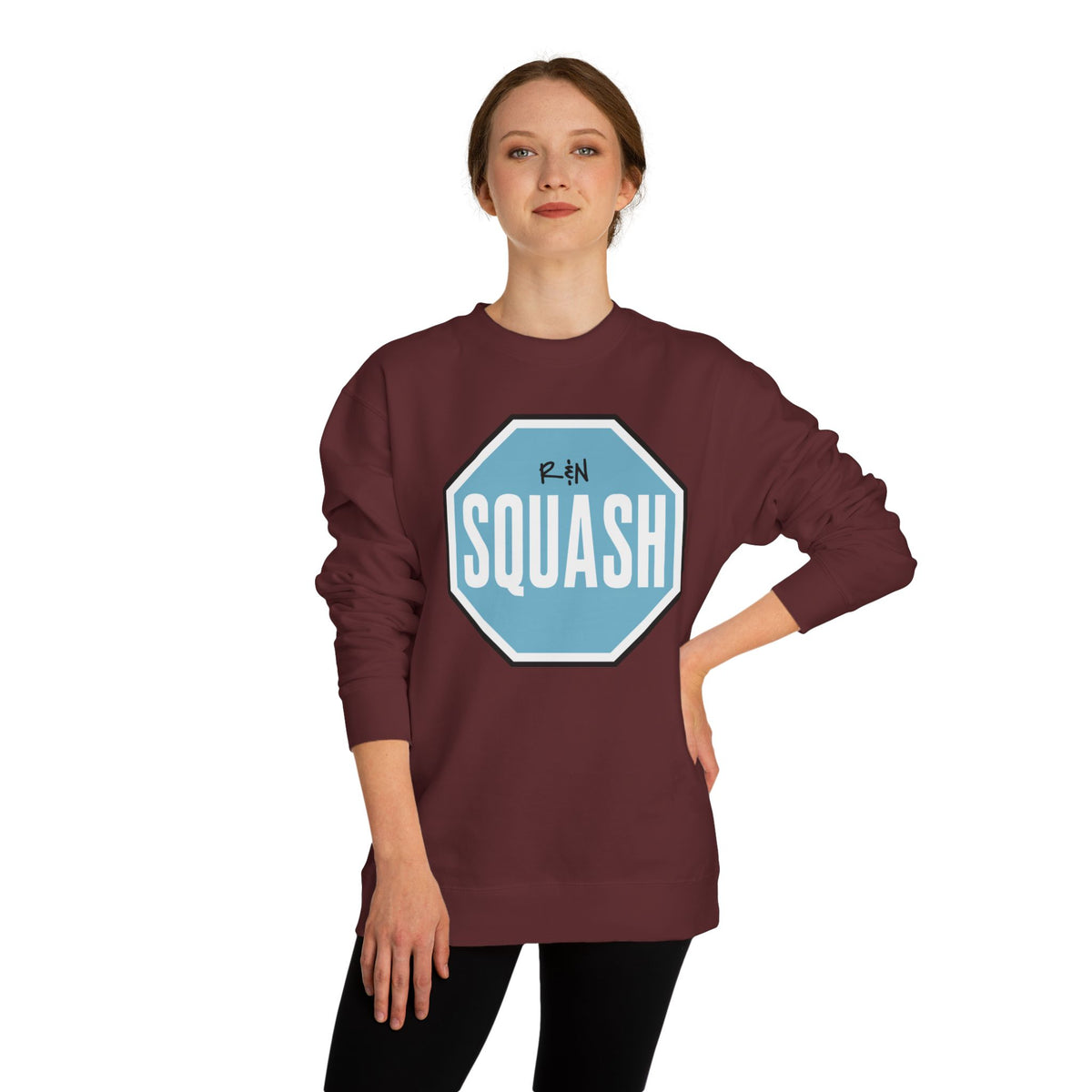 Sample.100% Cotton face, 8.5 oz/SQ yd  Squash Octagon Crewneck Sweatshirt — Retro Blue Squash Logo